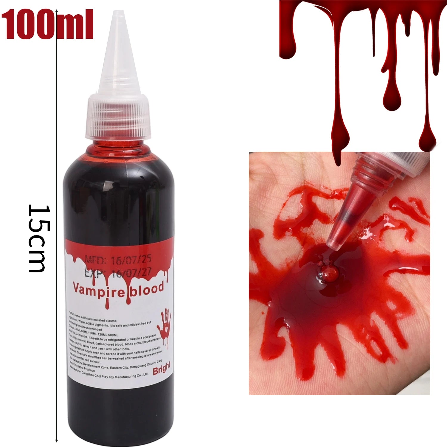 Halloween Fake Makeup Blood DIY Cosplay Prank Emulation Props Person Plasma Horror Festival Party Decorations 30/60/100/200ML