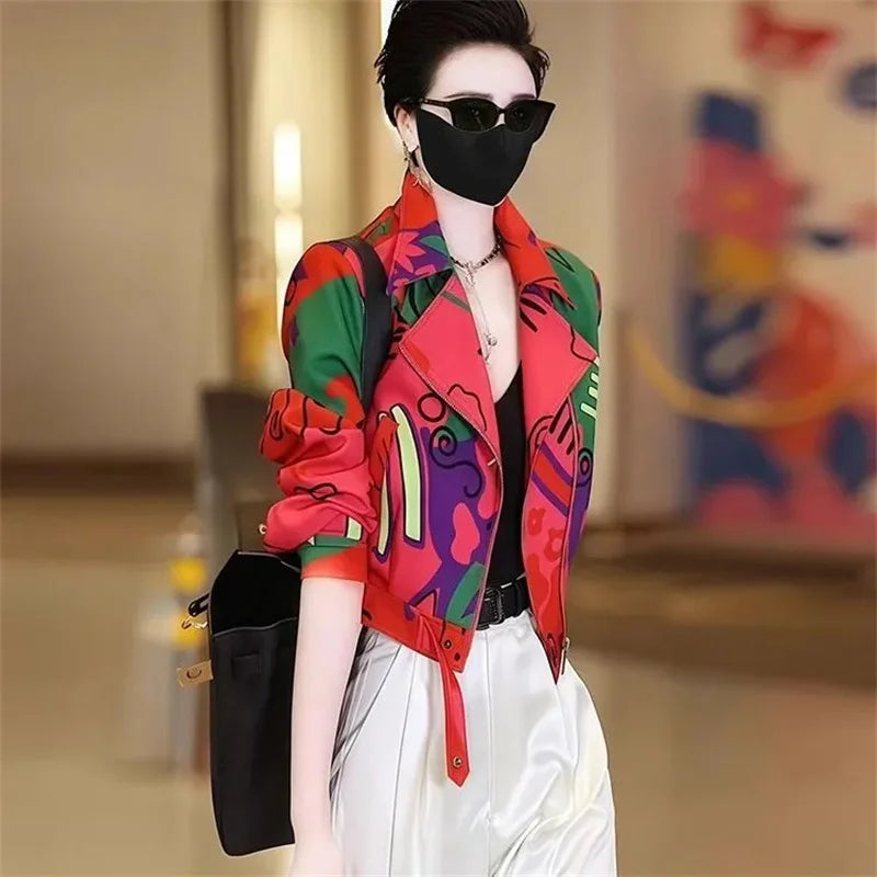 Women Jacket 2025 New Female Short Coat Fashion Printing Jackets Ladies Xiaoxiangfeng High-end Coats With Lining Overcoat Lady