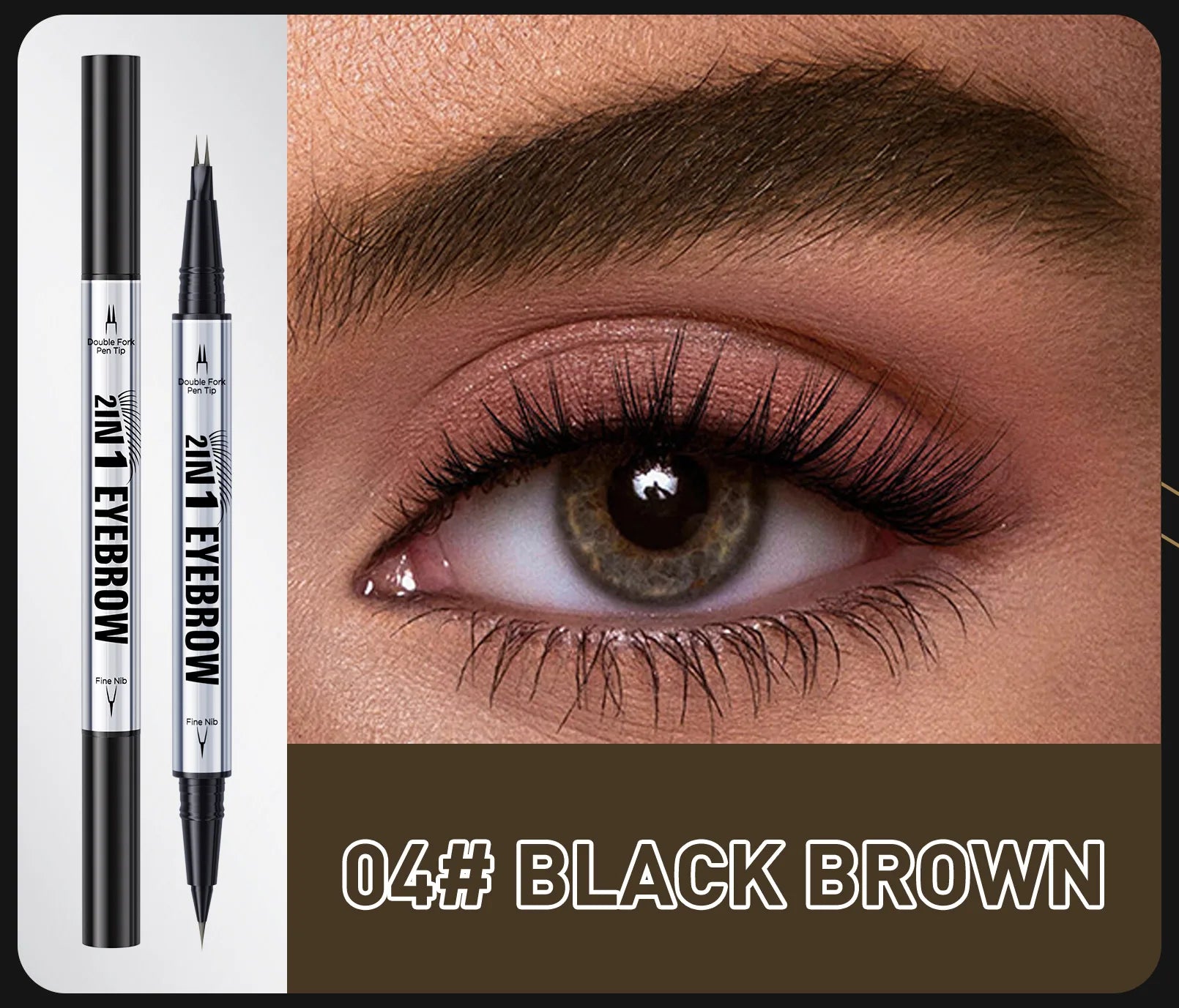 Two-pronged Eyebrow Pencil Waterproof Two-in-one Liquid Eyebrow Pencil Curved Eyebrow Pen With Fork And Precise Brush Tip Makeup
