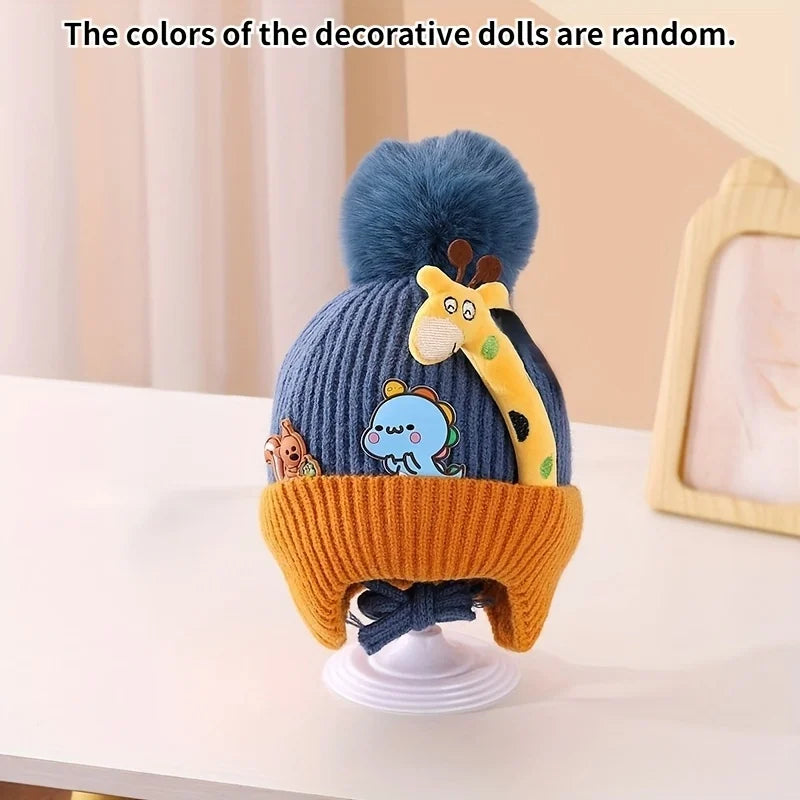 Winter Hats - Soft Stretchy Knit Ear Flap Beanies with Cute Cartoon Animals, Lightweight Warm Unisex Hats for &Christmas Gift