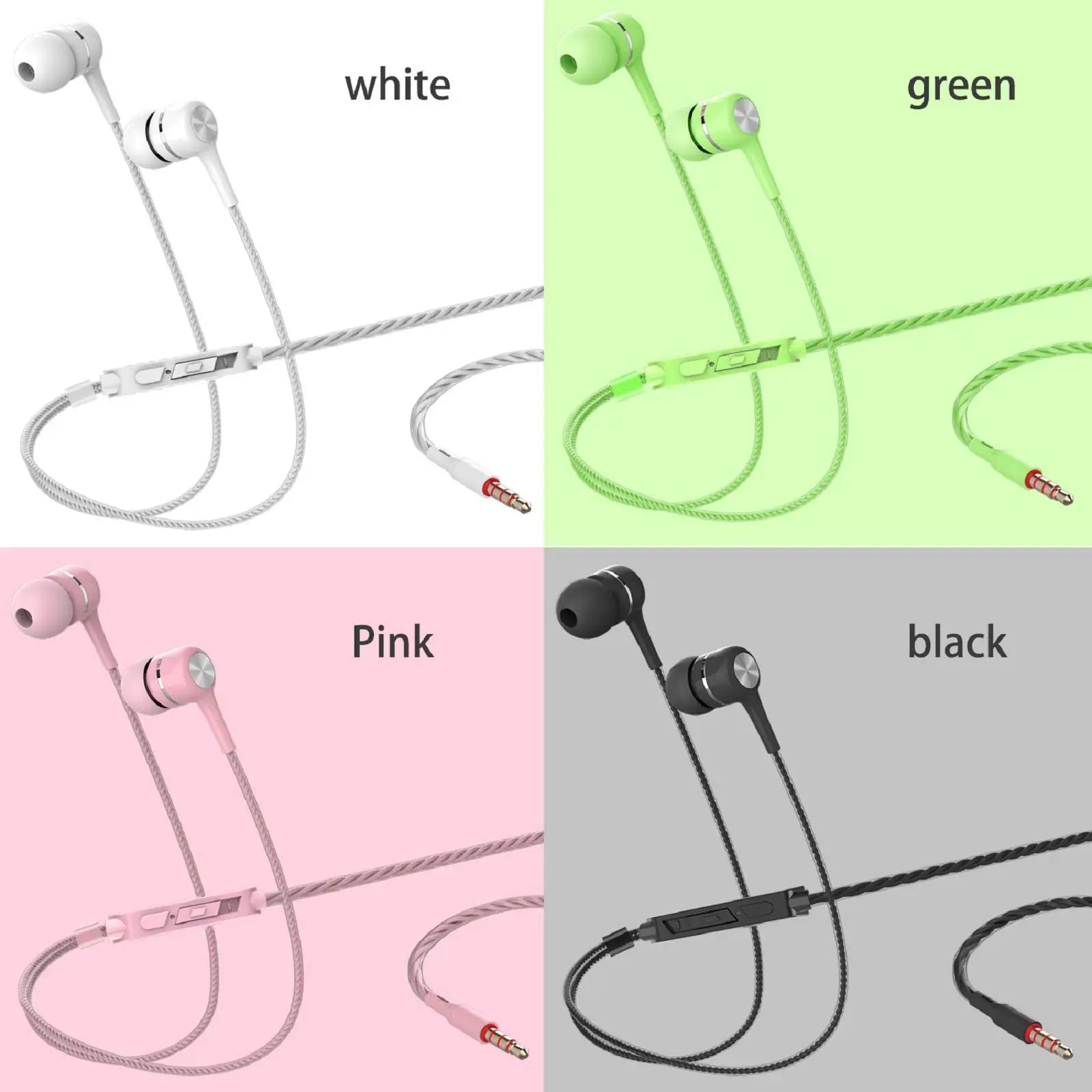 3.5mm Wired Headphones In Ear Headset Wired Earphones with Microphone Bass HiFi Stereo Earbuds Sports In-line Control For Phones