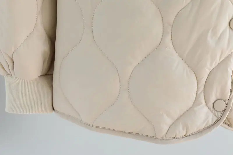 Autumn Winter Quilted Jacket Warm Women Parkas Lightweight Cotton-padded Jacket Long Sleeve Single-breasted Chic Coat Windproof