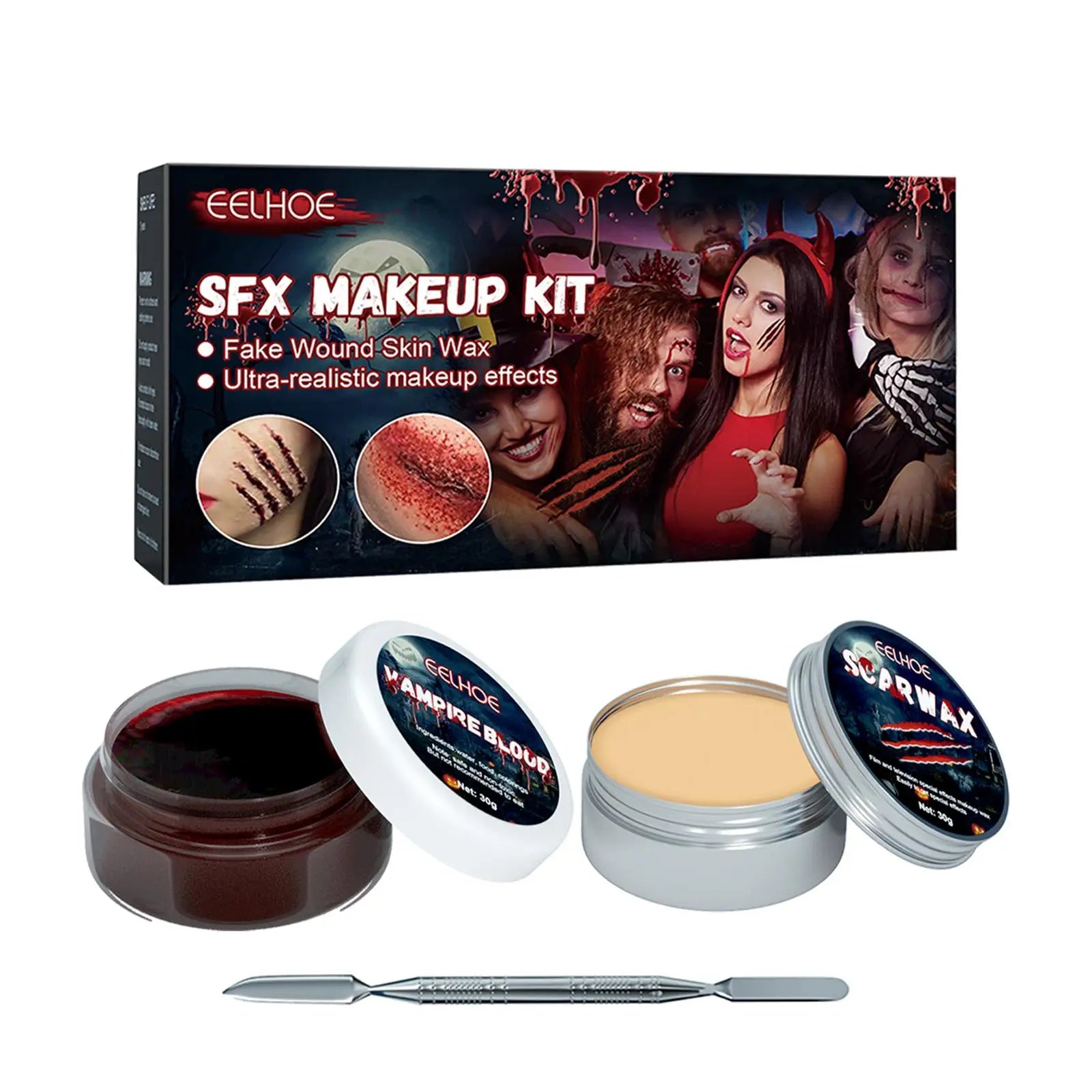 Professional Halloween Makeup Kit Fake Wound Scar Fake Blood Paint Scar Wax Halloween Special Effect Make Up Halloween Cosmetics