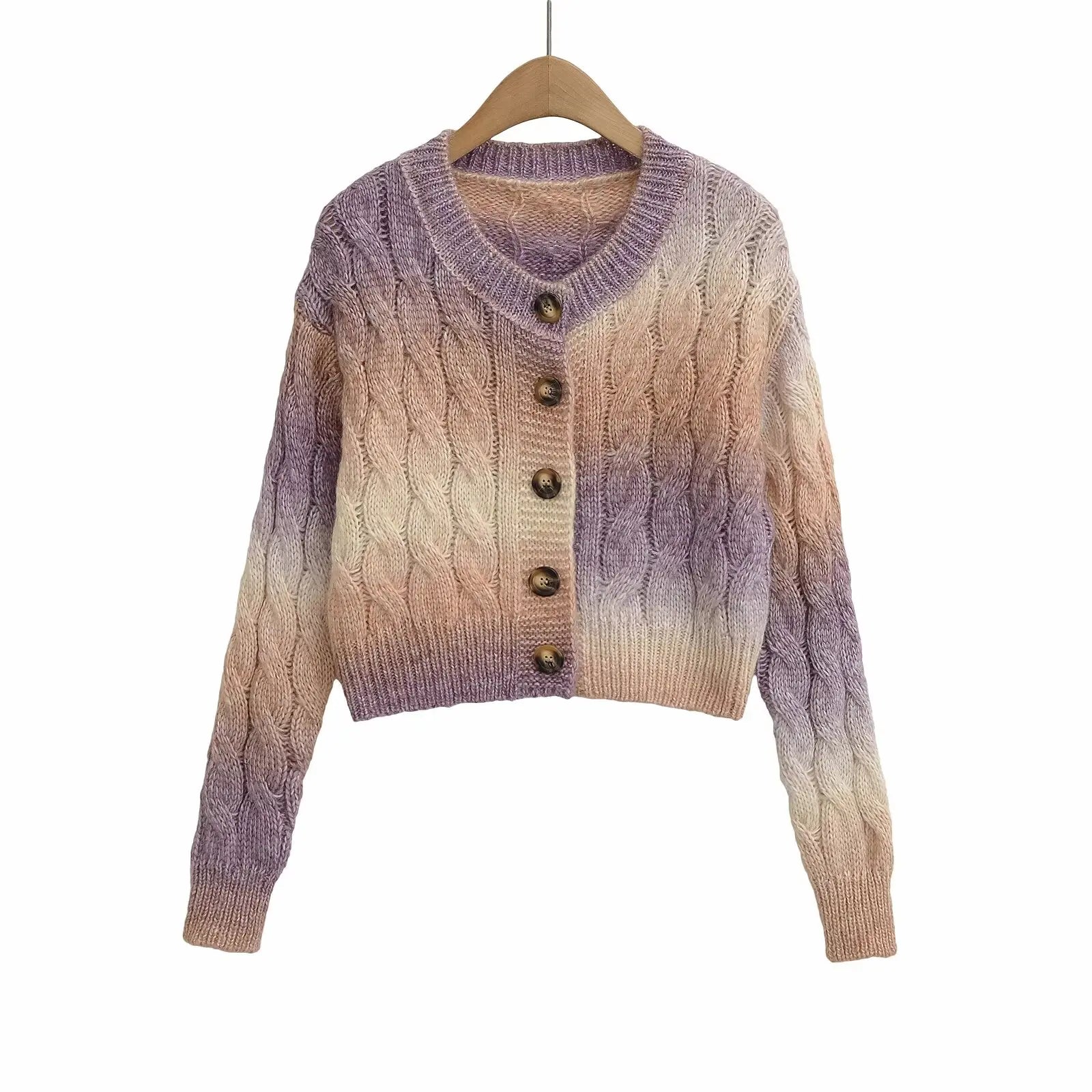 Women's Knitted Jacket Fashionable Simple Versatile Gentle Round Neck Loose Autumn New Knitted Jacket