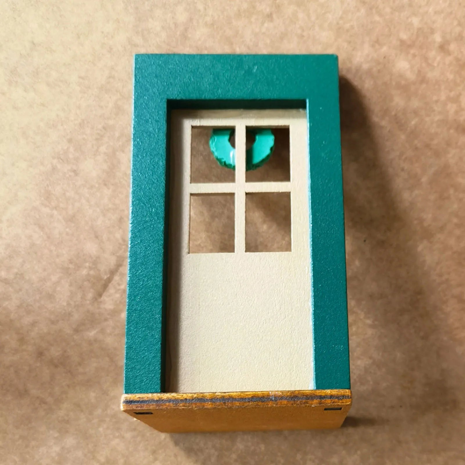 Christmas Wood Door Shape Ornaments Durable Creative Home Decorative Toy Wooden Handicrafts For Table Bookshelf Fireplace Decor