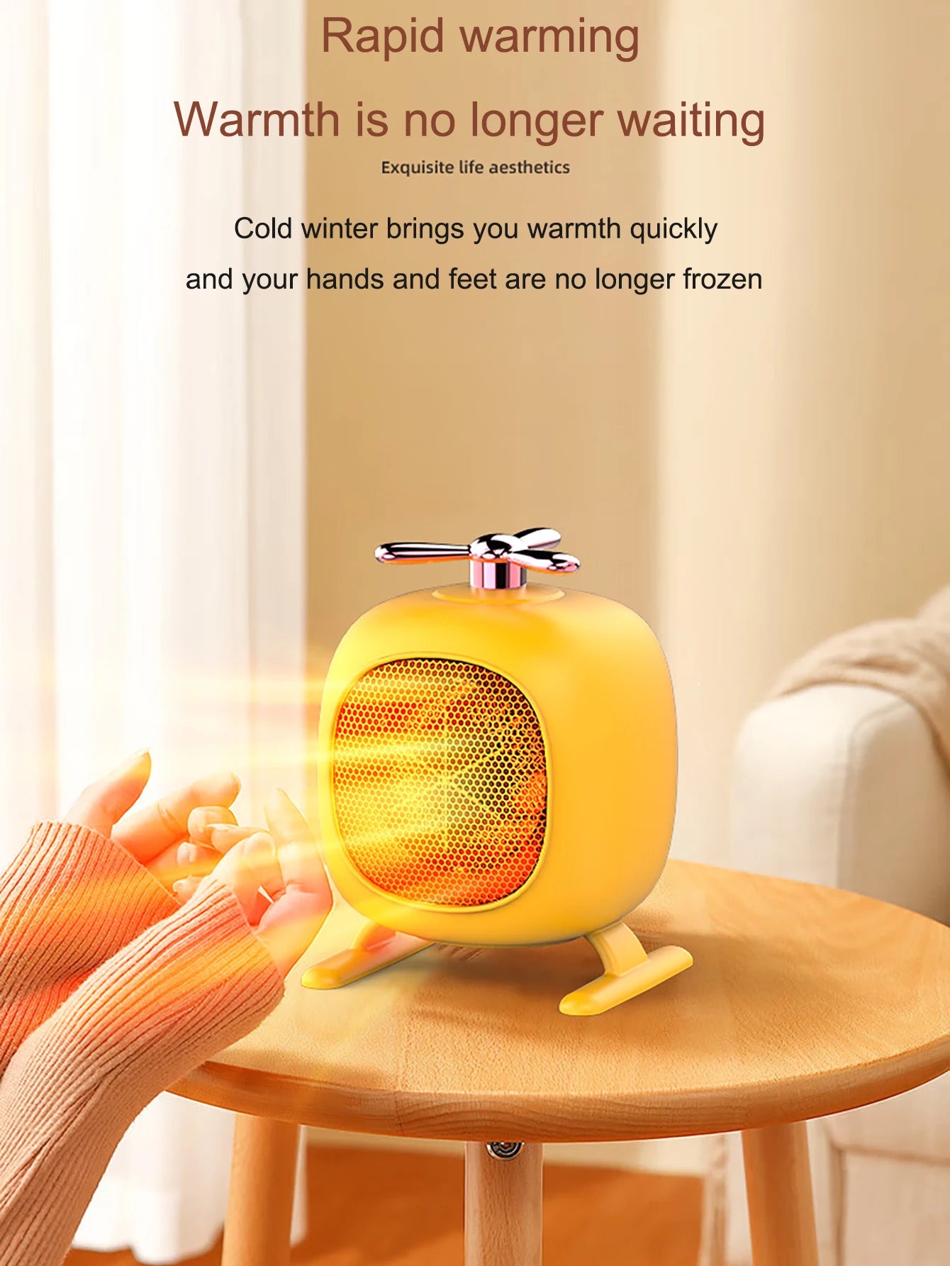 Mini portable heater novelty little cute low noise desktop room portable plug-in electric fan heater home home office winter