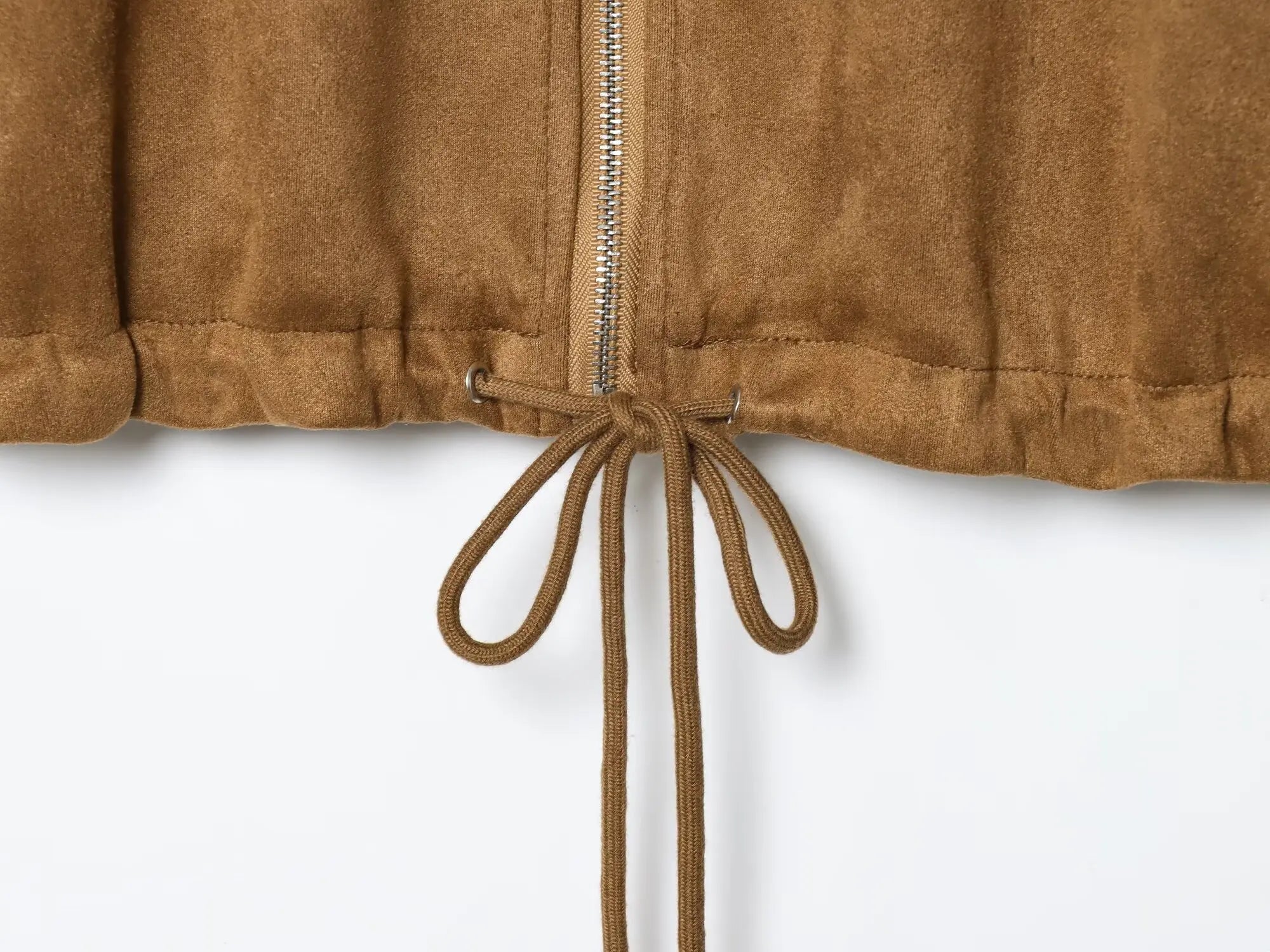 Women's Jacket New 2025 Long Sleeve Suede Drawstring Design Short Jacket Casual Fashion Personality Versatile Lapel Coat