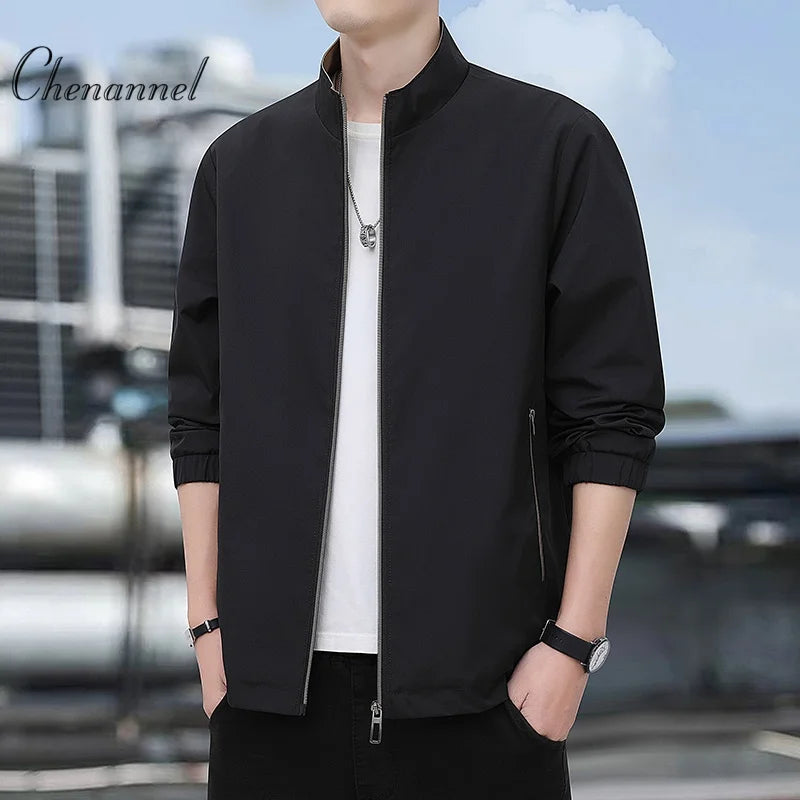 Jacket casual youth jacket stand up collar versatile men's windbreaker  high end men's top for spring and autumn