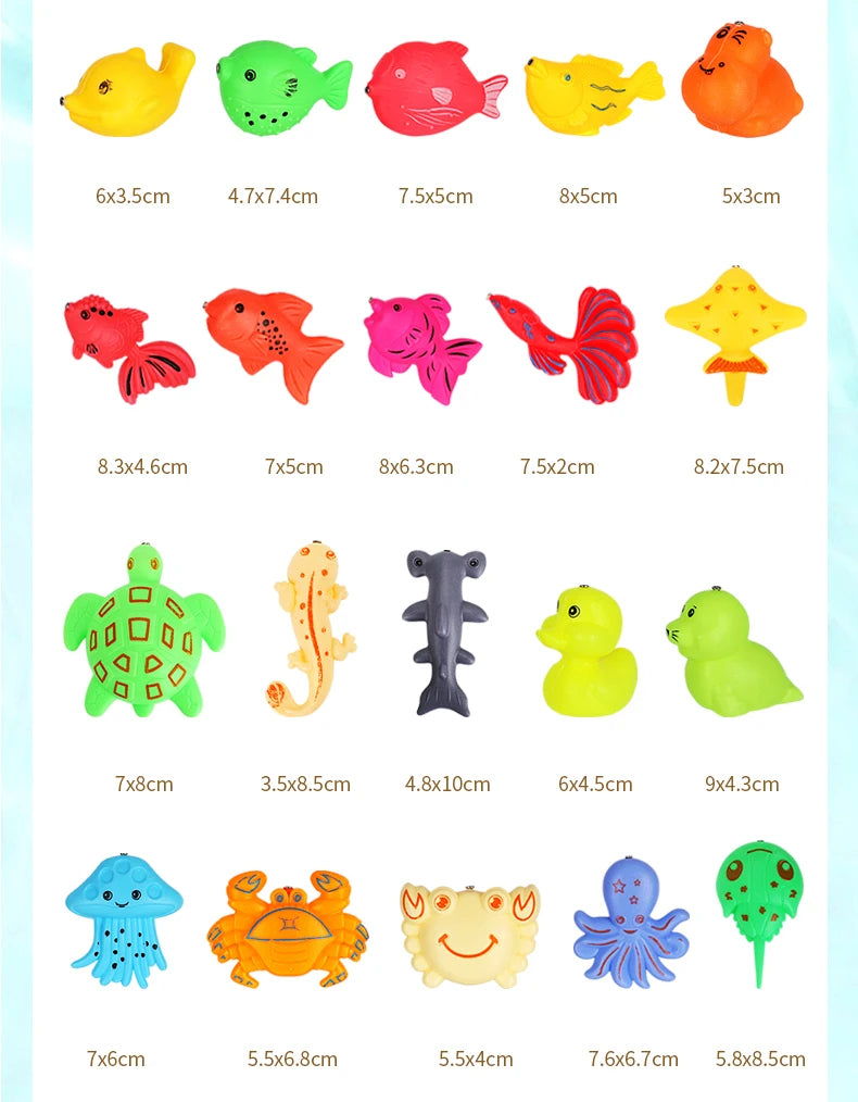 Kids Fishing Toy Set Play Water Toys for Baby Magnetic Rod and Fish with Inflatable Pool Outdoor Sport Puzzle Toys for Children