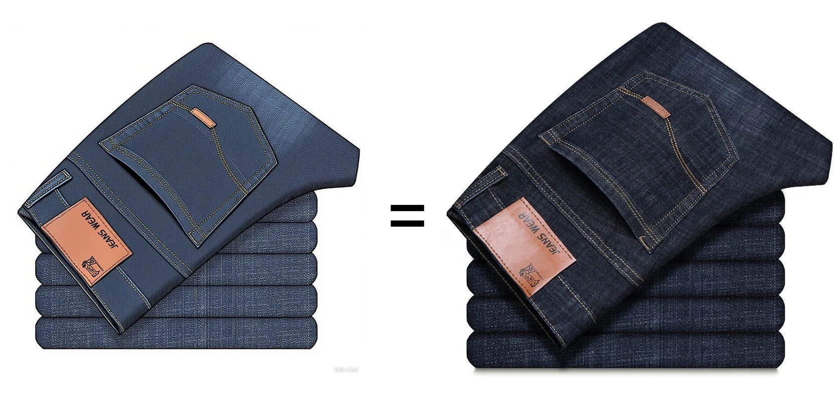 2025 men's fashion business jeans classic style casual elastic slim fit jeans men's denim pants black blue