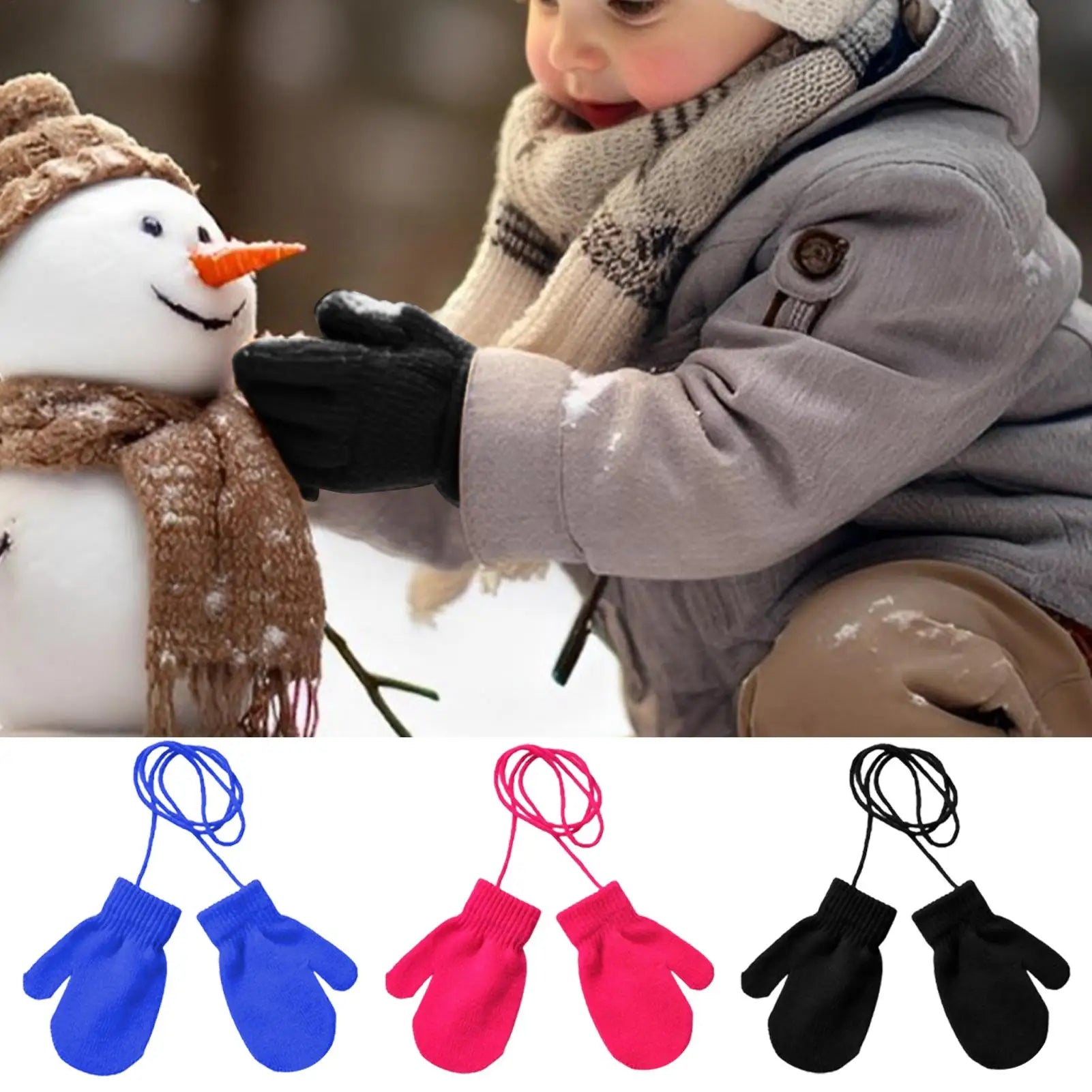 Winter Ski Gloves for Children Windproof Thickened Knitted Gloves Comfortable Warm Mittens Boys Girls Snow Warm Accessories