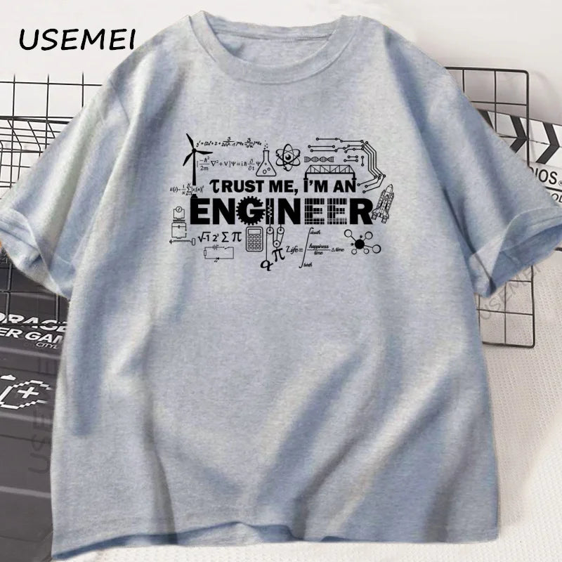 Mens Tshirt Trust Me I'm An Engineer T-shirt Cotton Man Work T Shirt Summer Cotton Tops Round Neck Short Sleeve Man Clothes