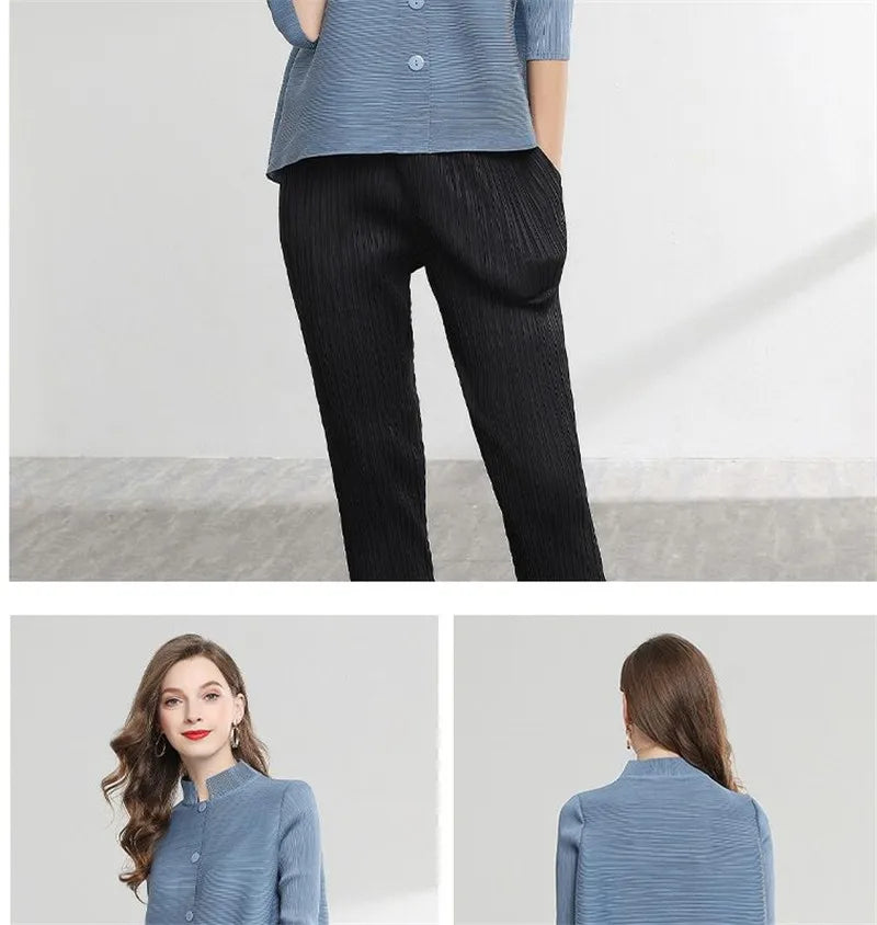 Women's Classic Coat 2025 Spring Autumn Female Temperament Stand Collar Short Mother Jacket Cropped Sleeve Cardigan Overwear