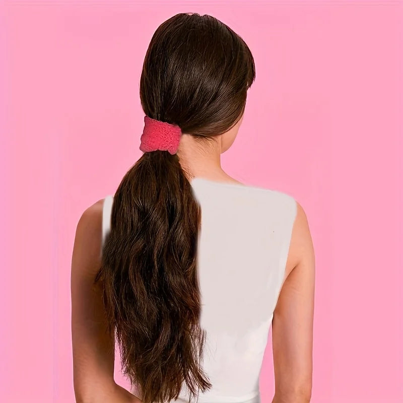 12pcs Large Stretch Thick Hair Ties For All Hair Types Seamless Terry Cloth Elastics Ponytail Holders Hair Accessories No Damage