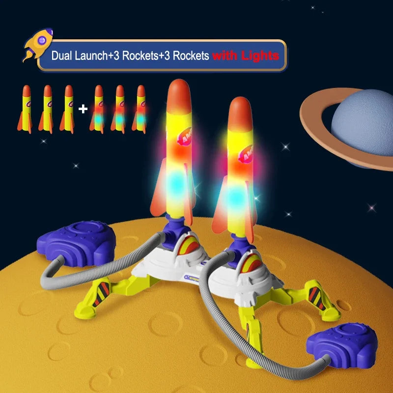 Kid Air Rocket Foot Pump Launcher Toys Sport Game Jump Stomp Outdoor Child Play Set Toy Pressed Rocket Launchers Pedal Games Toy