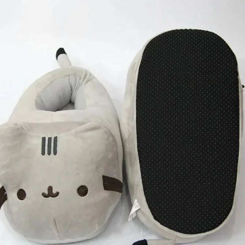 Winter Warm Package Heel Kawaii Slippers Funny Cotton Cute Cat Home Shoes Non-slip Cartoon Couple Student Slippers Domestic