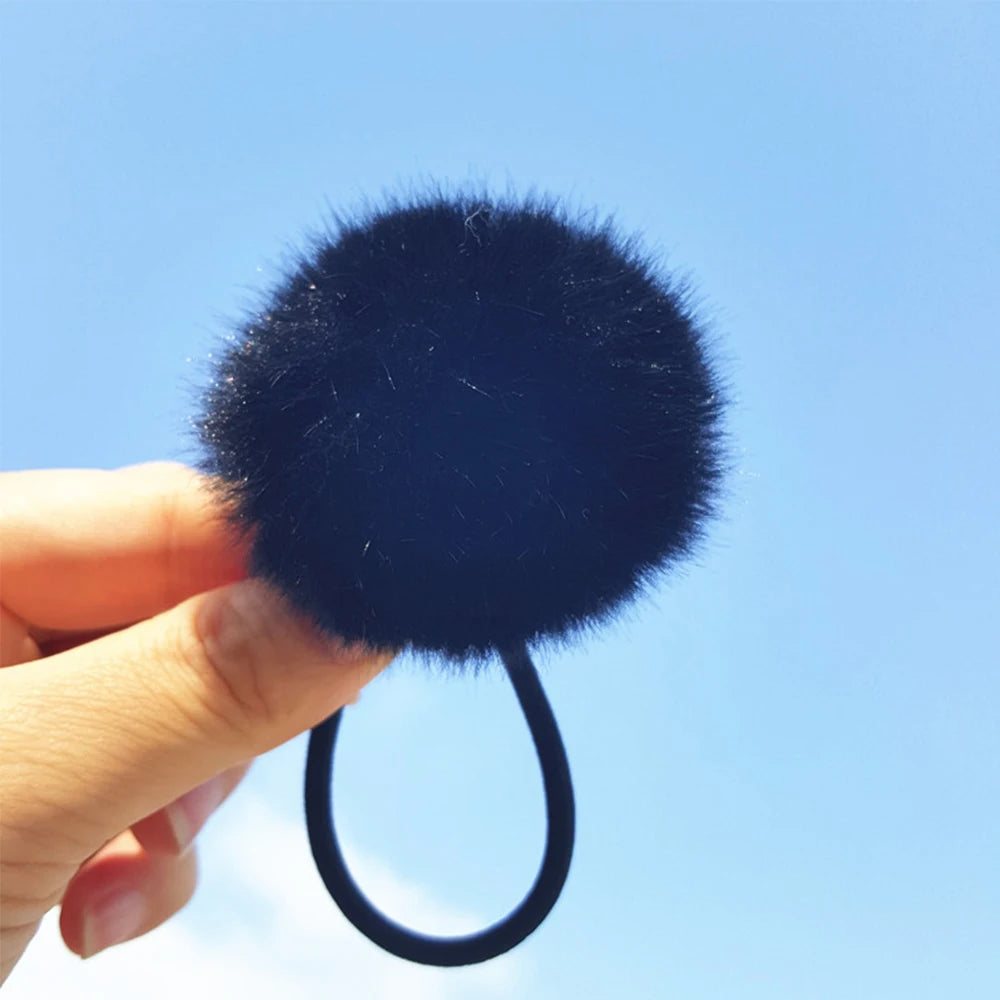 Winter Lovely Hair Ties Pompom  Hairband  Hair Rope Ponytail Holder Hair Accessories Pompom Rubber Band
