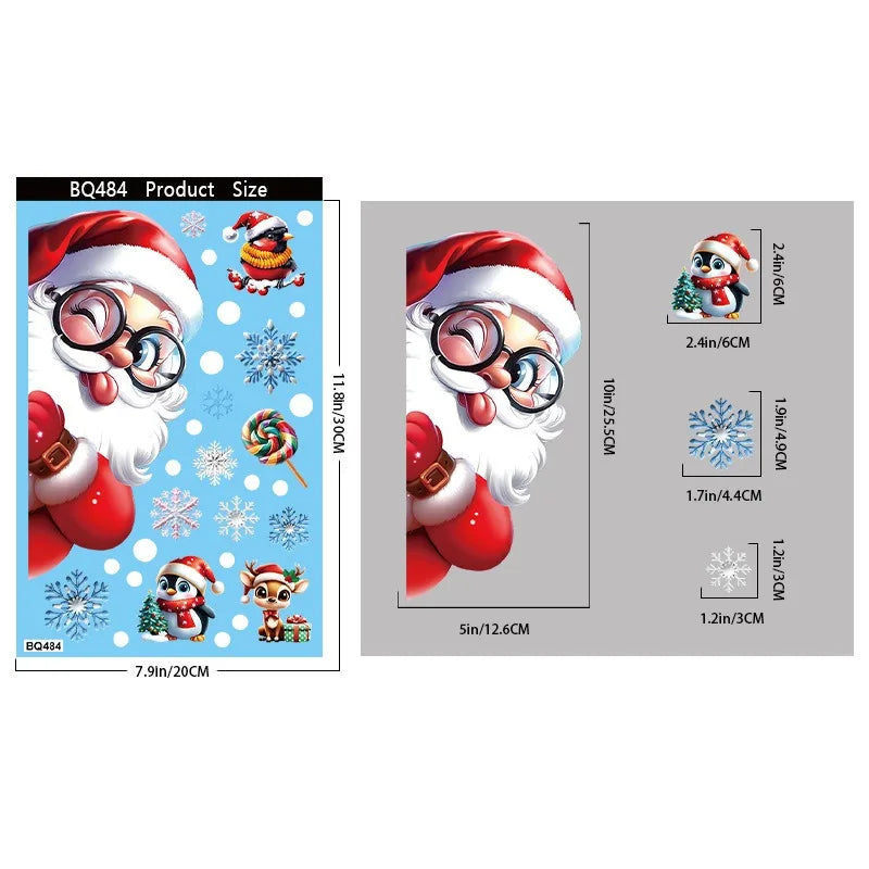 Christmas Decorations Gingerbread Man Snowman Snowflake Glass Stickers Xmas Santa Claus Window Stickers Merry Christmas Decor