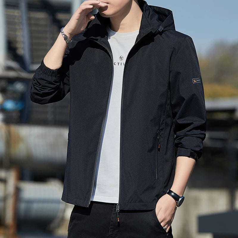 Men's jacket 2025 new jacket Spring and Autumn American slim fit trendy brand heavyweight hooded workwear casual assault jacket