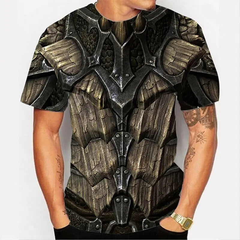 Mens T-Shirts For Men Clothing Oversized Tees Unisex Armor Graphic 3D Print Summer Casual Short Sleeve Armour Tops