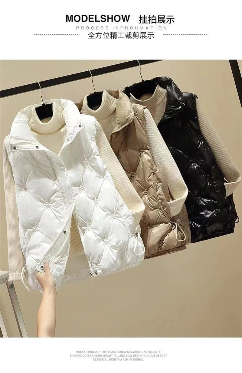 Winter Sleeveless Jacket Female Down Vest 2024 New Duck Down Puffer Waistcoat Ultra Light Winderproof Outwear Women Gilet