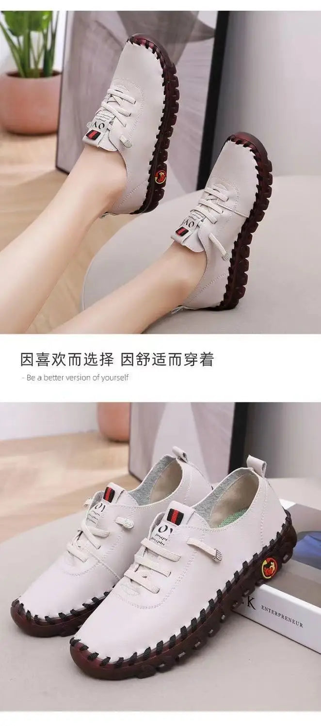 Spring Shockproof Orthopedic Shoes For Women Autumn Lace Up Flats Women's Loafers Ladies Comfort Moccasins Female Driver Shoes