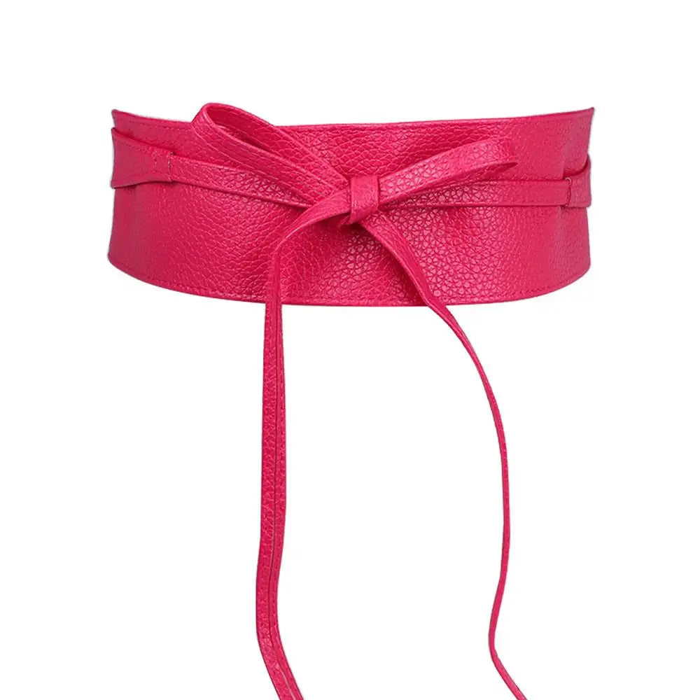 Dress Accessories Soft Leather for Female Elegant Bow Belt Dress Belt Wide Self Tie Wrap Around Waist Band Ladies  Girls Belt