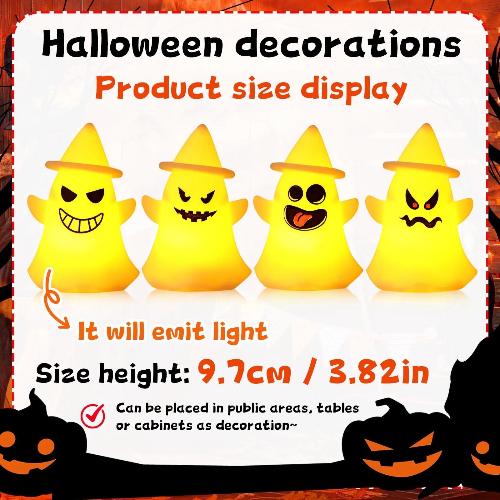 Halloween Night Light Decoration Ornaments Pumpkin Lantern Festival Trick Or Treat Ghost Pendant Luminous Toy Party Layout Props