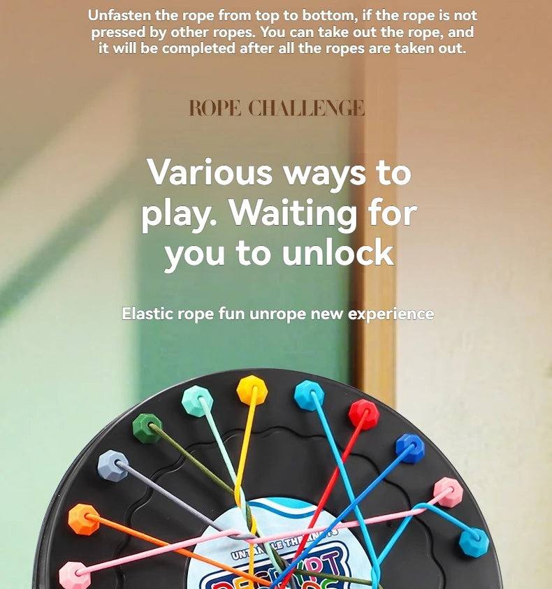 New Kid Rope Knots Puzzle  Board Game Color Line Twisted Connected Ropes Logic Thinking Table Game Parent Child Interactive Toy
