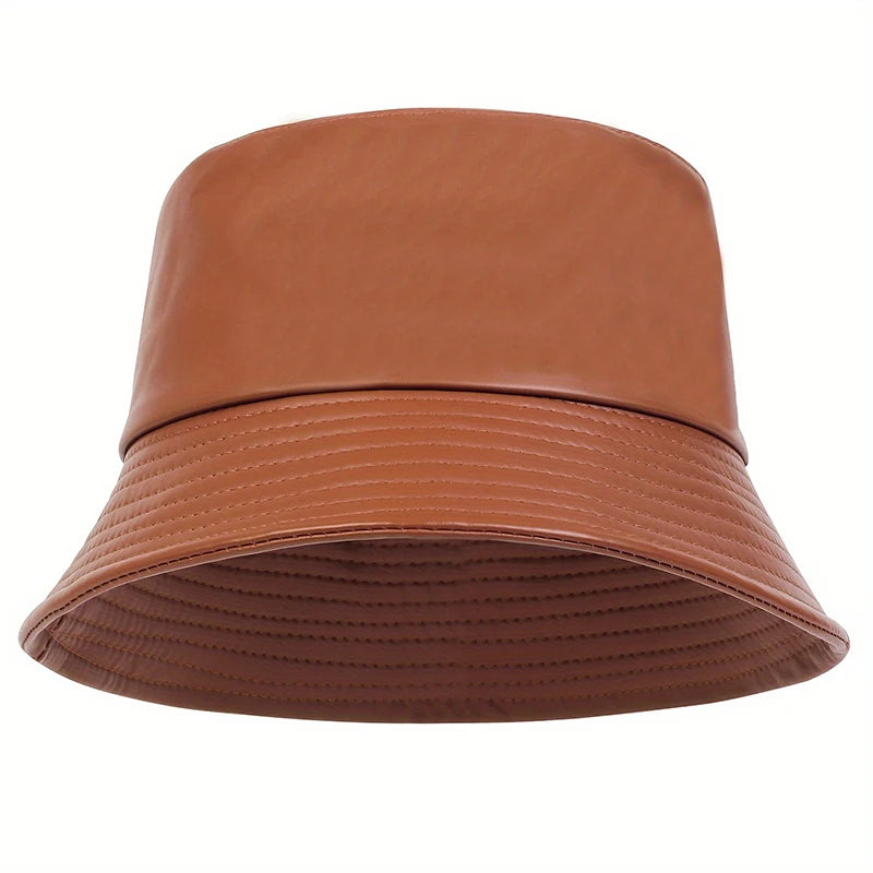 winter Fashion bucket hat Artificial leather windproof warm bucket hats men women wild tide cap Panama fisherman caps gorras