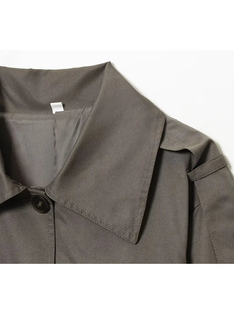 Women's Jacket 2025 New Women Fashion Long Sleeve Laple With Belt Jackets Women Autumn Winter High Street Short Coats