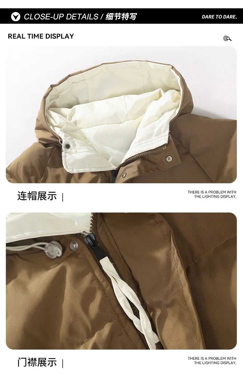 male Outerwear hooded jacket Men's winter loose jacket Cotton coat man fashion  parkas Men windproof thick warm Down Jacket