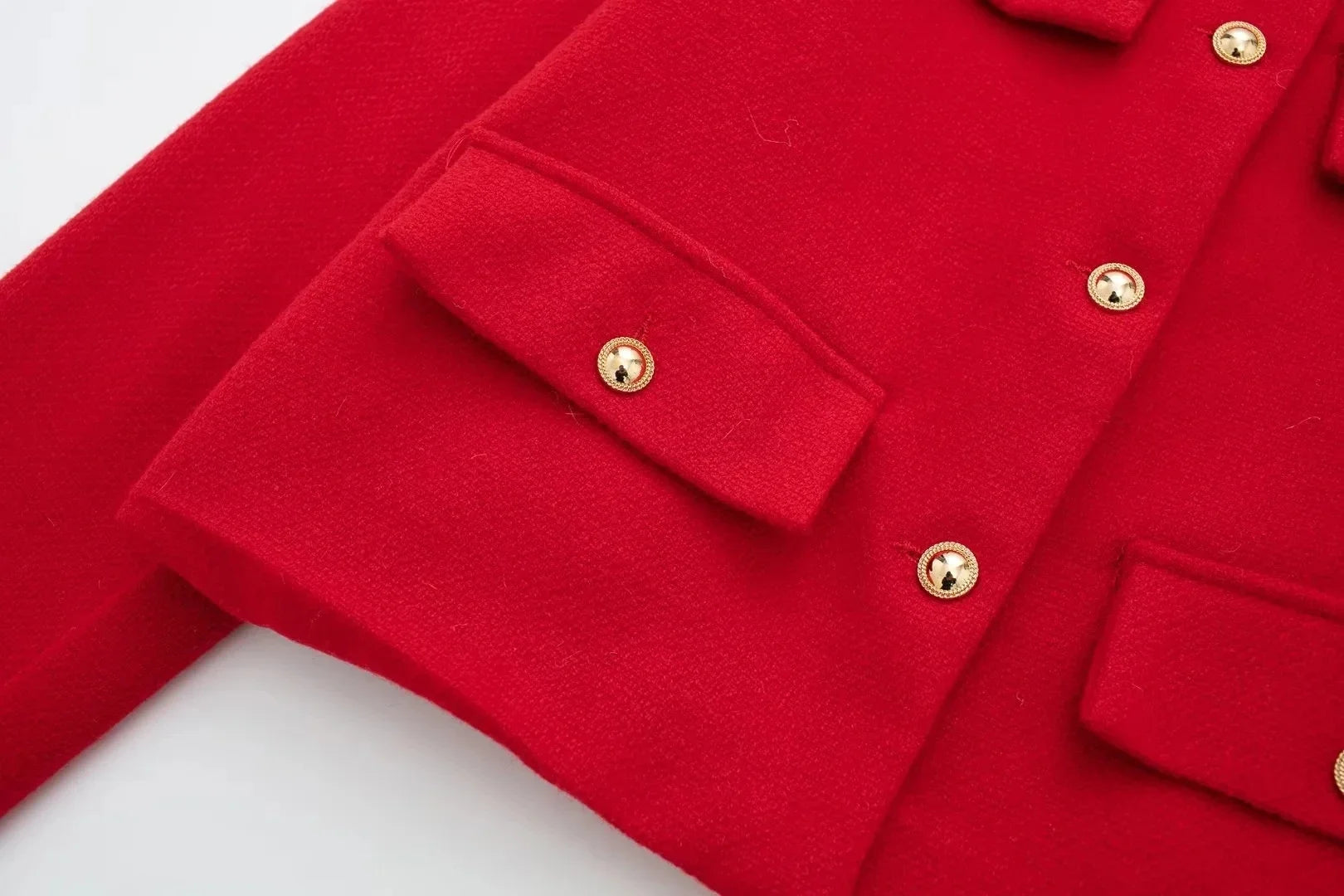 Women Elegant Cropped Jacket 2025 Women's Fashion Jacket O-Neck Long Sleeved Flip Pocket Coat Female Casual Outwear Tops