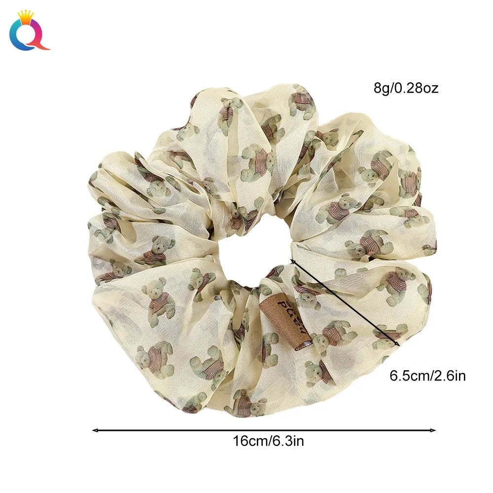2023 New Large Chiffon Printed Scrunchie Women Girls Elastic Hair Rubber Bands Accessories Tie Hair Ring Rope Headdress Headwear