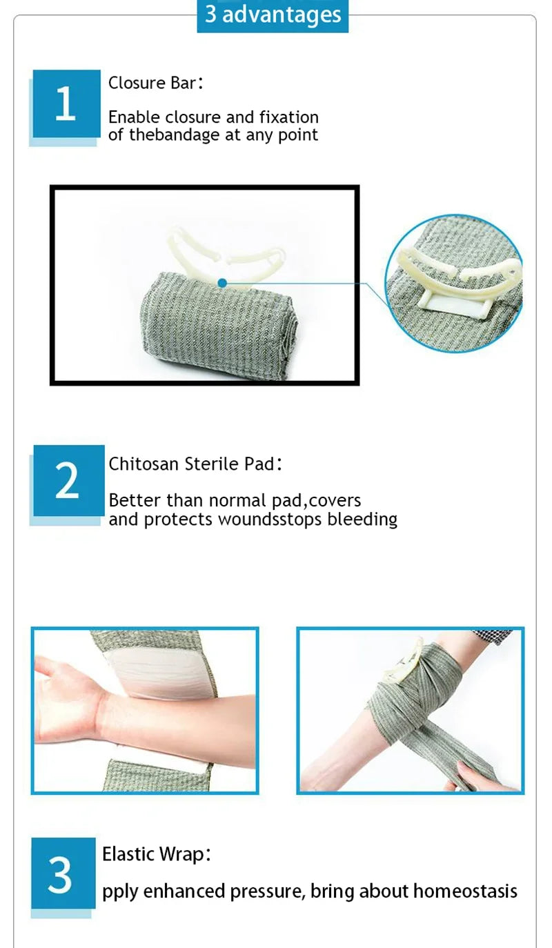 4/6in Israeli Bandage - Tactical Trauma Kit, Military-Grade Compression for Outdoor Emergency IFAK First Aid Wound Dressing
