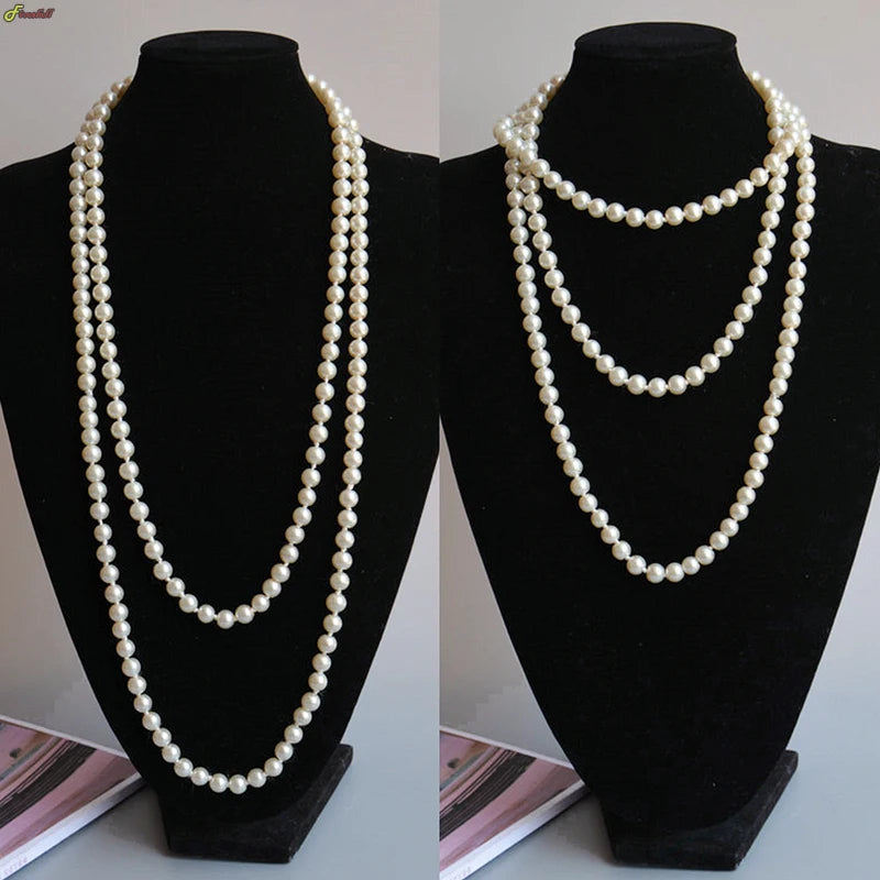 New Women Jewelry Pearl Bead Necklace Long Sweater Chain Necklace For Women Dress Accessories Gift For Girl Mother
