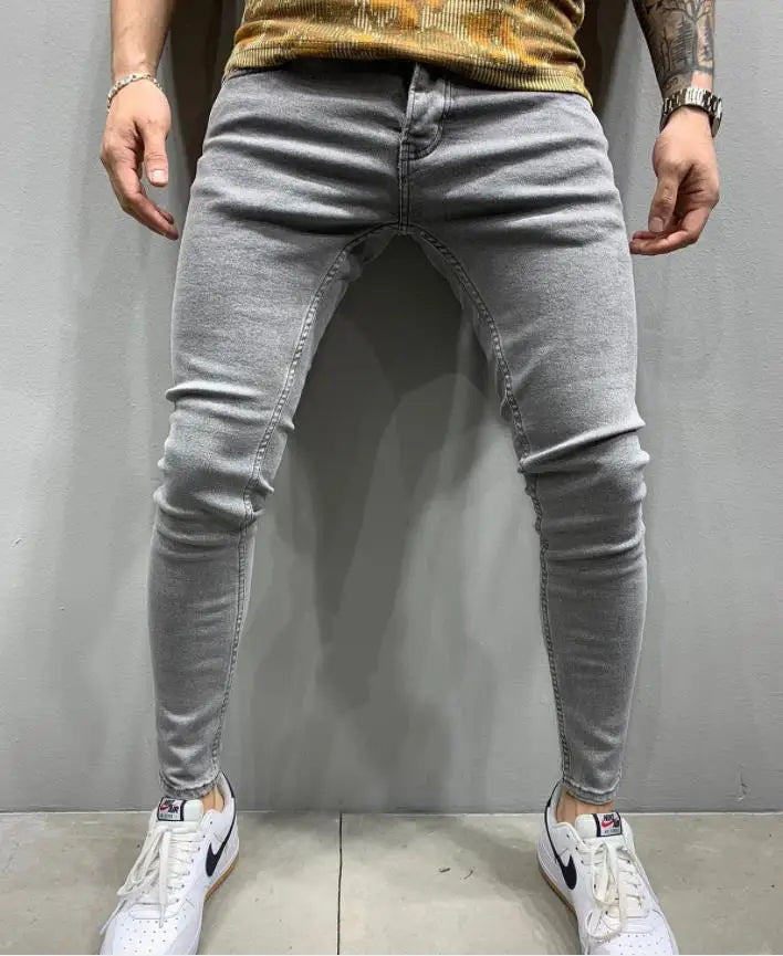 Mens Black Jeans Slim Fit Quality Gray Casual Male Jeans Pants Skinny Fit Men Pants Hip Hop Streetwear Cotton Denim Trousers