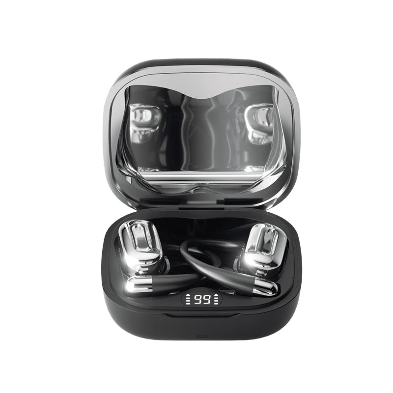 Headphones Plated Digital Stereo Movement Ear-deaf Bone Conduction Wireless Hanging Ear Game Long Battery Life With Mic Earphone