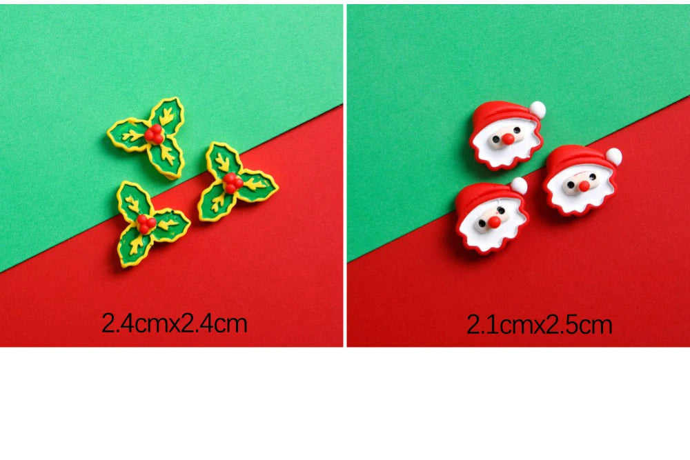 Mini Christmas Resin Figurine Crafts Santa Trees Elk Snowman Bells Flatback Cabochon Scrapbook Ornament Diy Hairwear Accessories