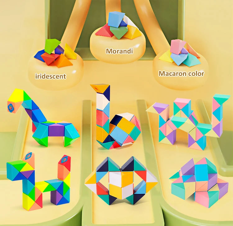 3D Puzzle Fidget Toys Transformable Cube Kid Education Toys Cubo Magico 24-72 Segments Magic Rule Snake Speed Cubes Toys for Kid