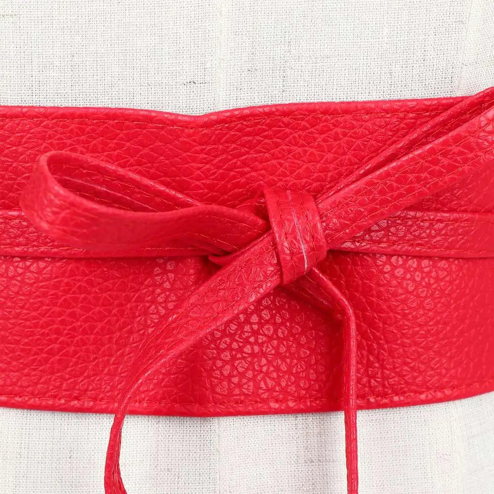Dress Accessories Soft Leather for Female Elegant Bow Belt Dress Belt Wide Self Tie Wrap Around Waist Band Ladies  Girls Belt