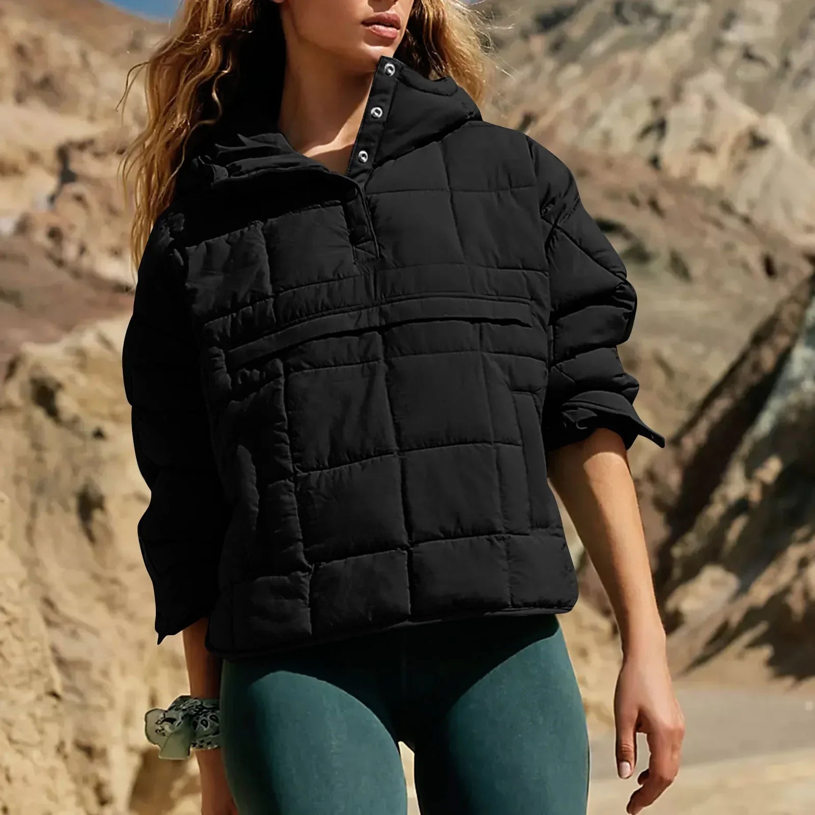 Quilted Jackets for Women Lightweight Long Sleeve Button Down Jacket Warm Winter Coat Outerwear with Pockets Ropas De Mujeres