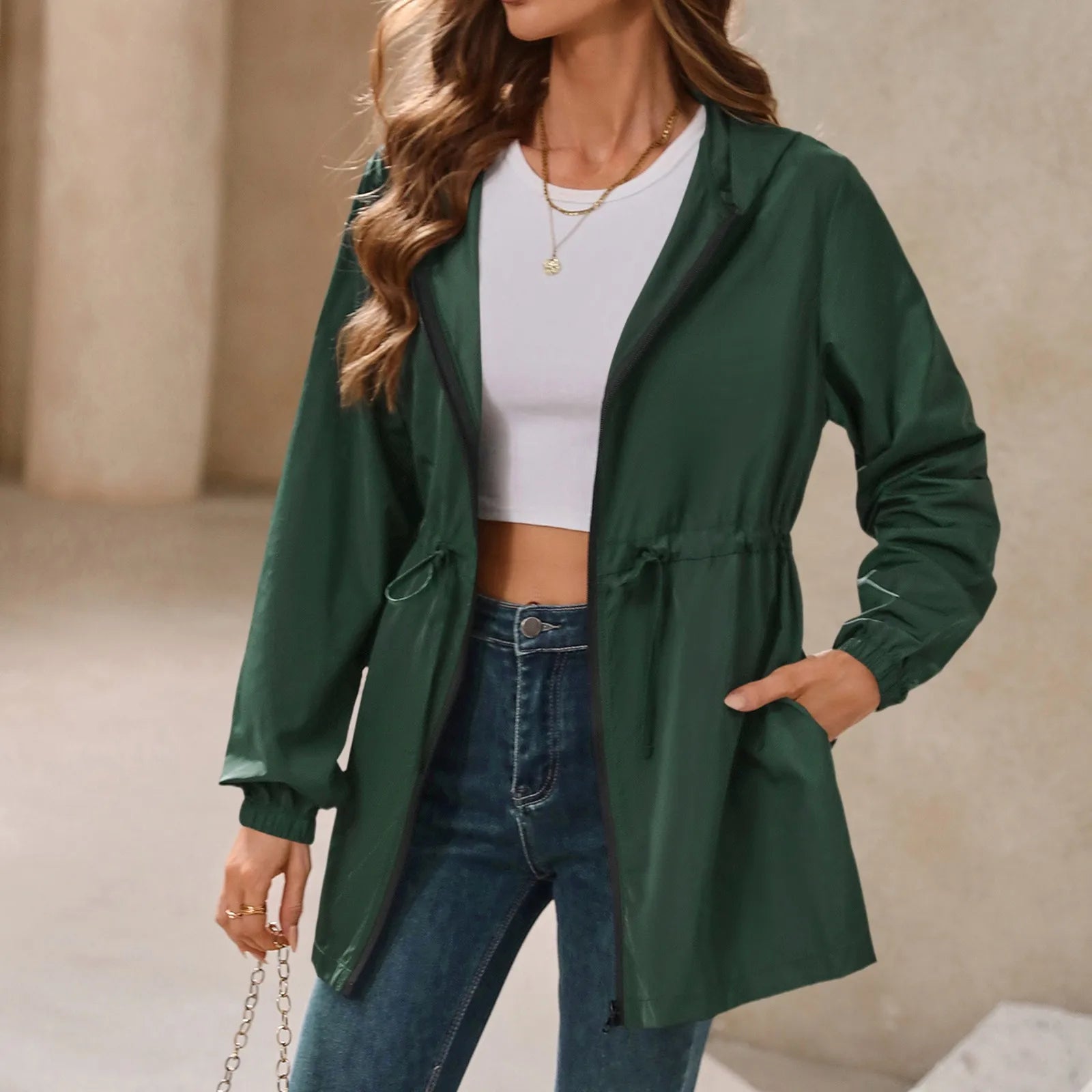 Women'S Jacket Tourism Outdoor Hiking Waterproof Rain Poncho Raincoat Hooded Rain Coat High-Quality Jackets Hiking Clothes