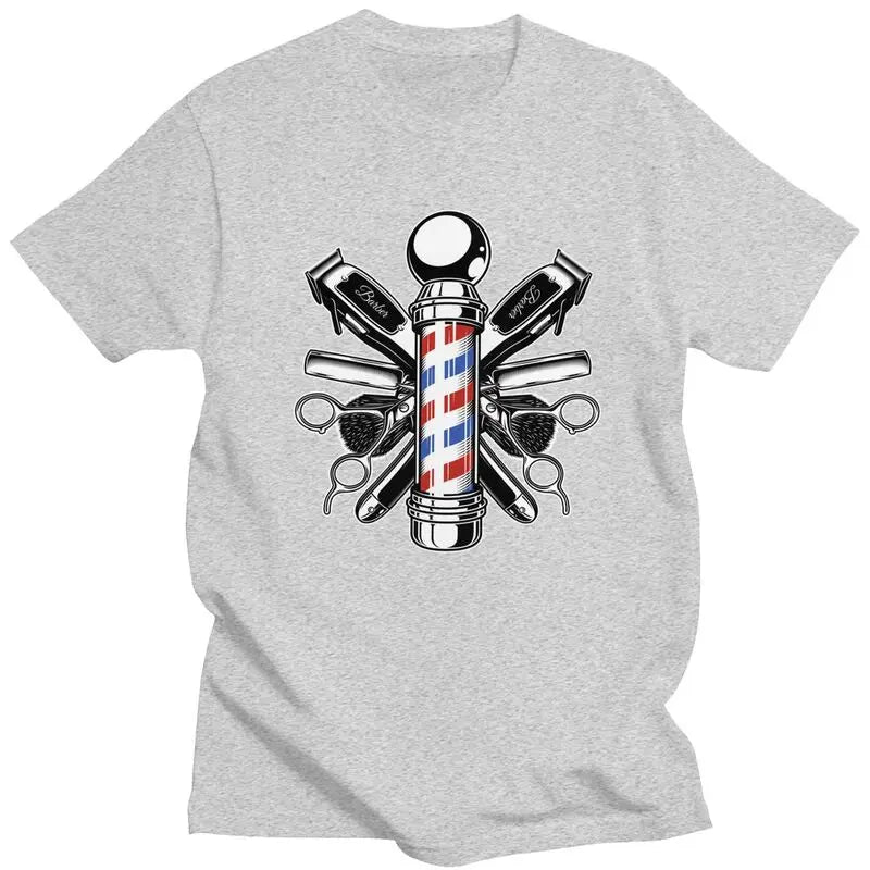 Custom Barber Shop Tshirts for Men Short Sleeve Casual T Shirt Cool Hairdresser Hairstylist T-shirts 100% Cotton Tee Gift