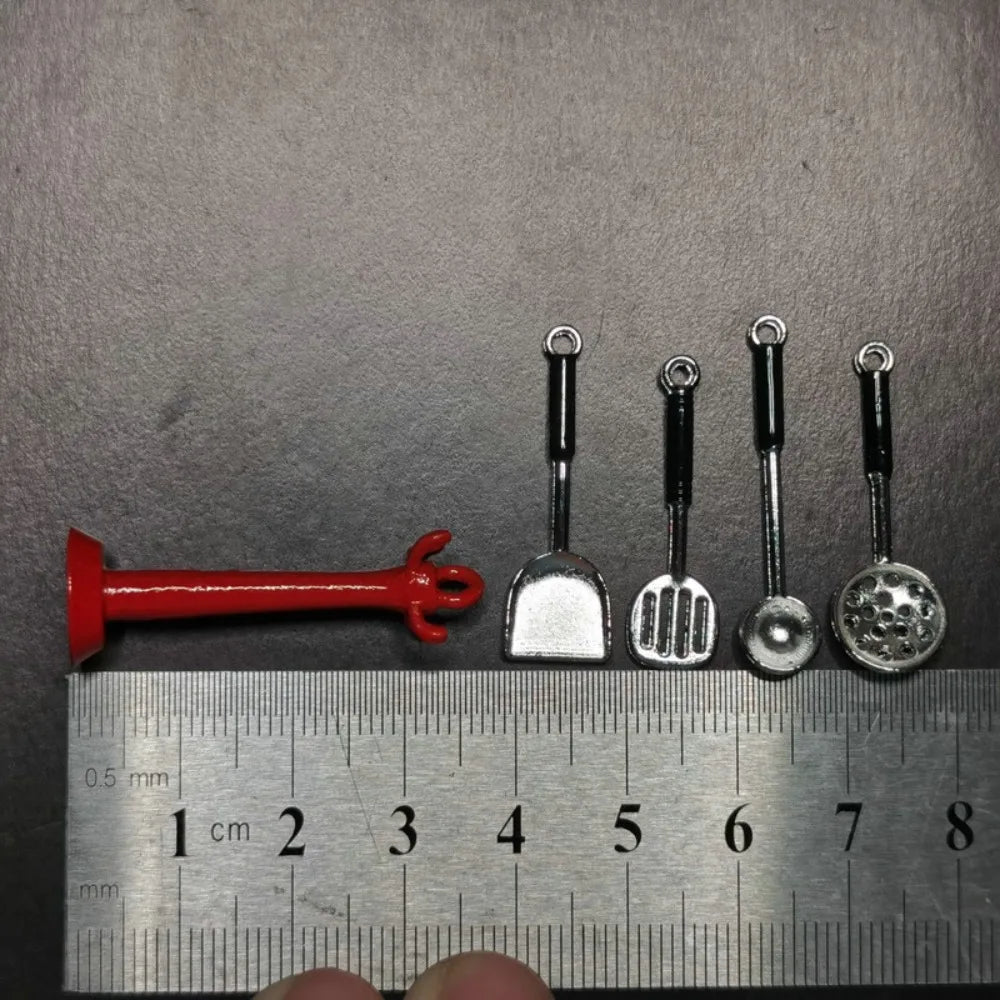 Kettle 1:12 Mini Kitchen Utensils Sets Cookware Alloy Doll Kitchen Set Mini 1:12 Scale Mini Kitchen Cooking Kit Mini Play House