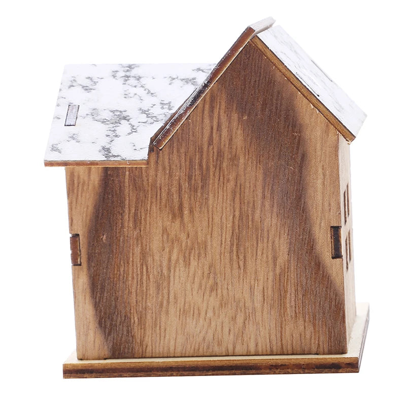 Christmas Home Decoration LED Luminous Wooden House Small House Xmas Tree Desktop Decoration Happy New Year Give Gifts Friends