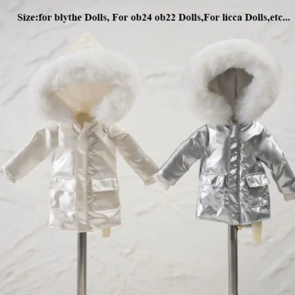 Fashion Winter Coat Outfits Long Style DIY Accessories Thick Down Jackets Handmade for blythe Dolls For ob24 ob22 Dolls/