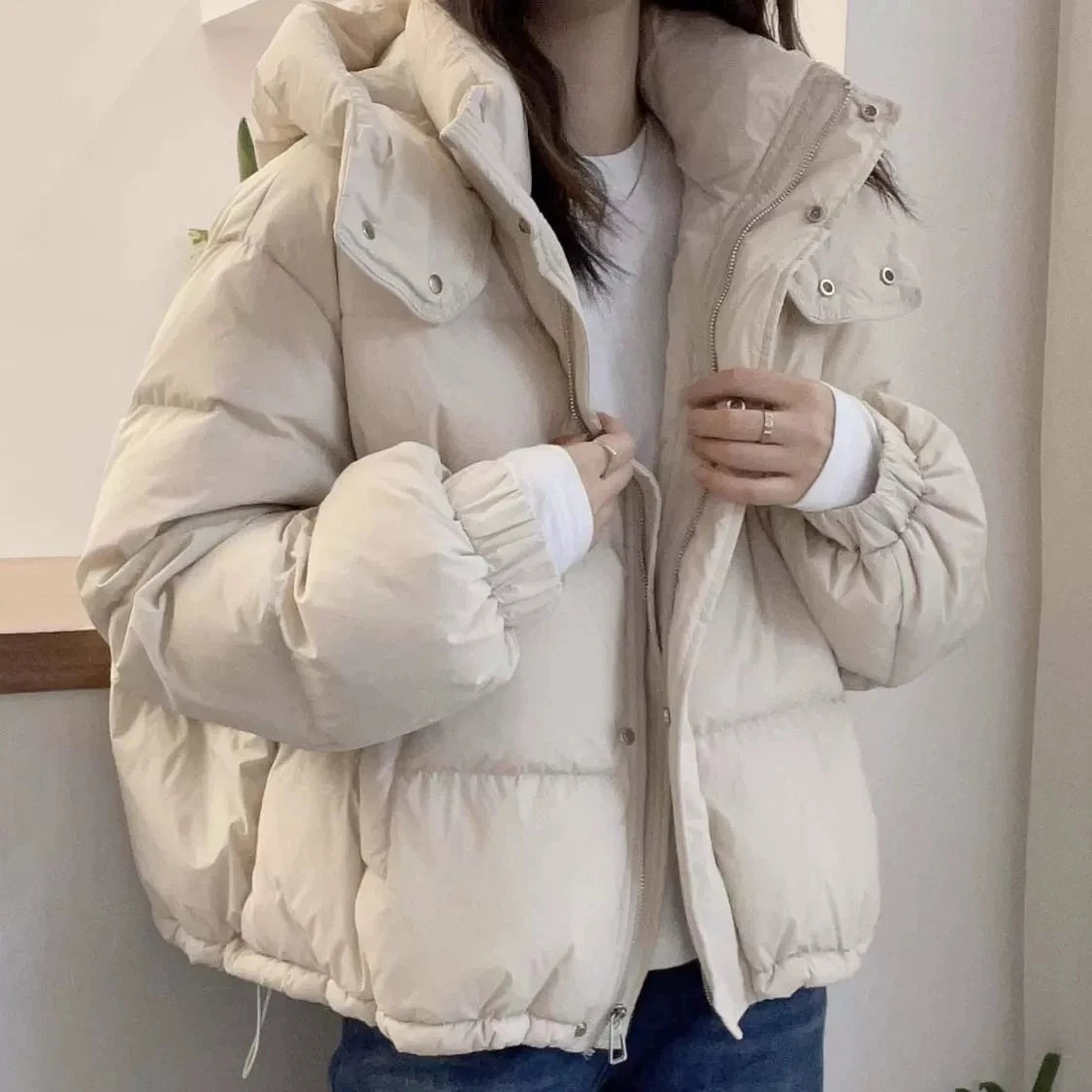 Women Autumn Winter Short Down Jacket 2025 New Plus Size Loose Cotton Padded Jacket Women Hooded Warm Casual Jacket Women Parkas