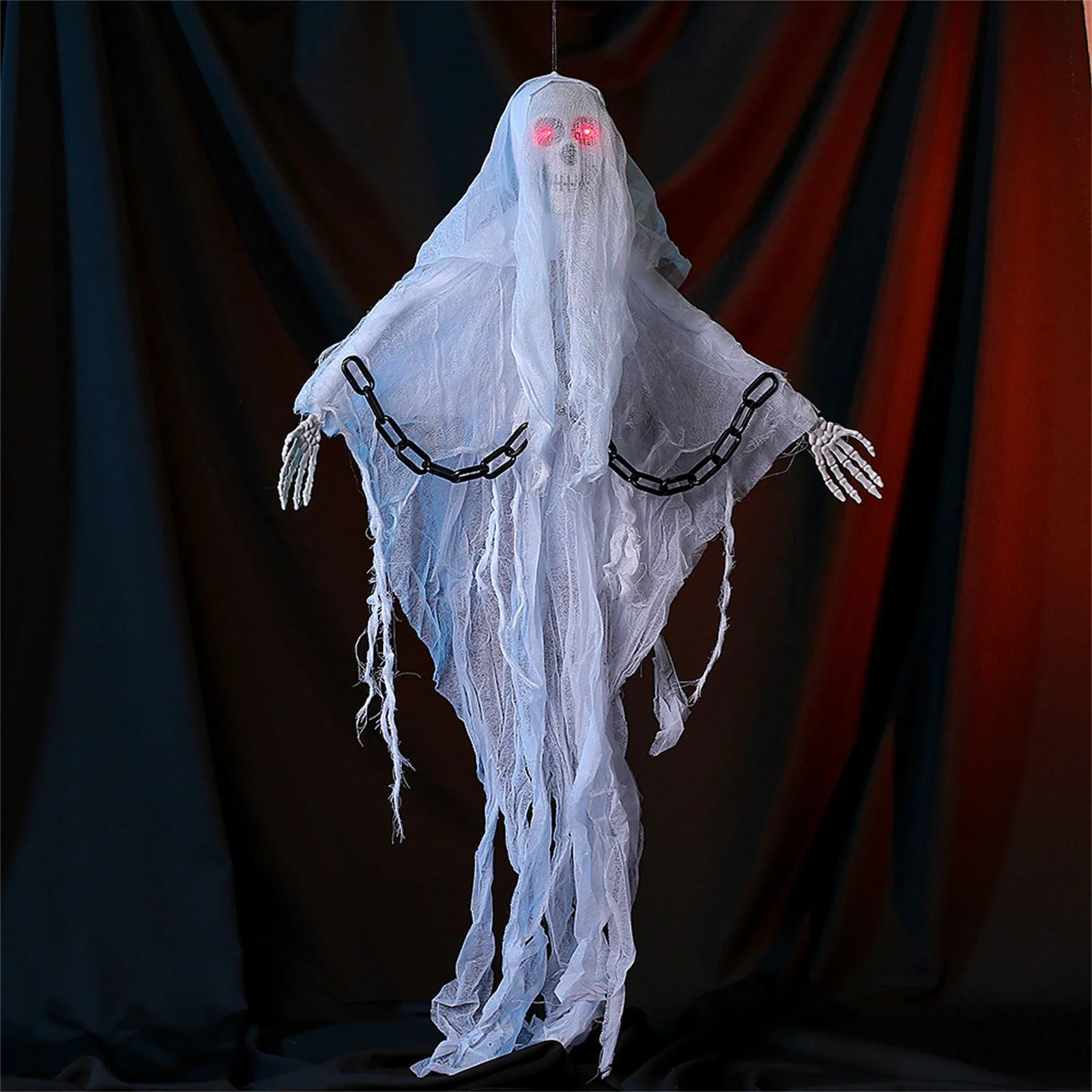 Halloween Hanging Skull Ghost Horror Decorations,Luminous Chain Skeleton With Arms,Haunted House And Festival Party Horror Props