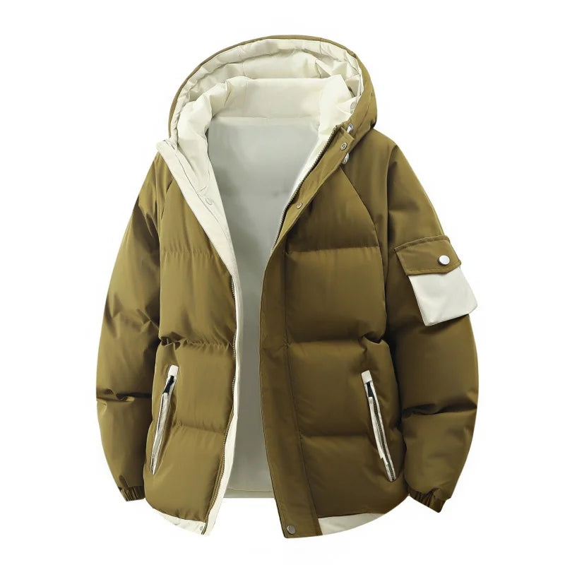 male Outerwear hooded jacket Men's winter loose jacket Cotton coat man fashion  parkas Men windproof thick warm Down Jacket